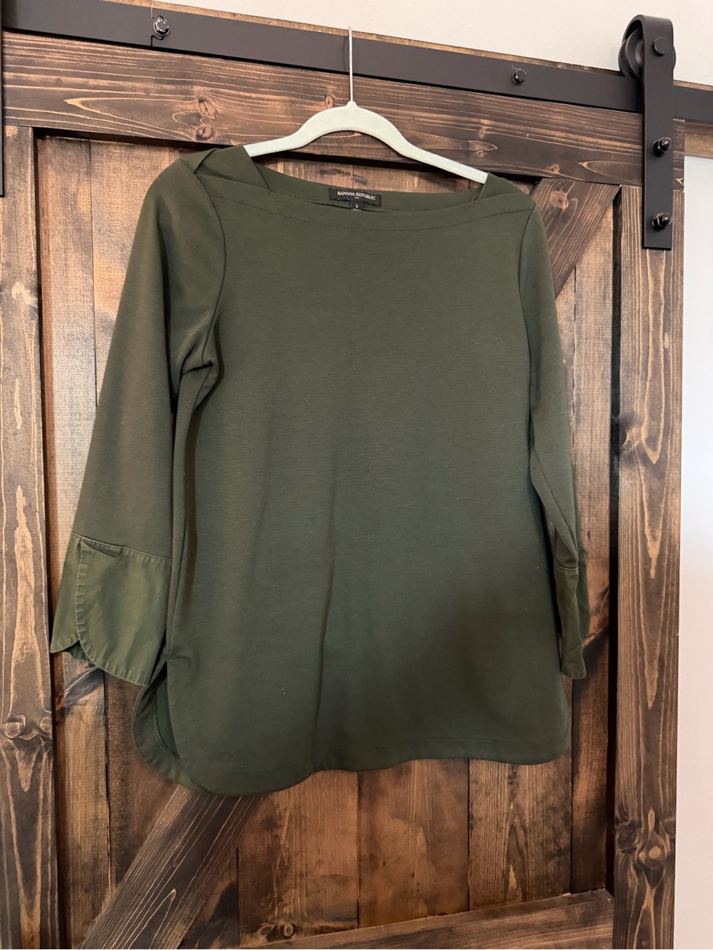 Banana Republic Dark Olive Boatneck Tunic with 3/4 Sleeve